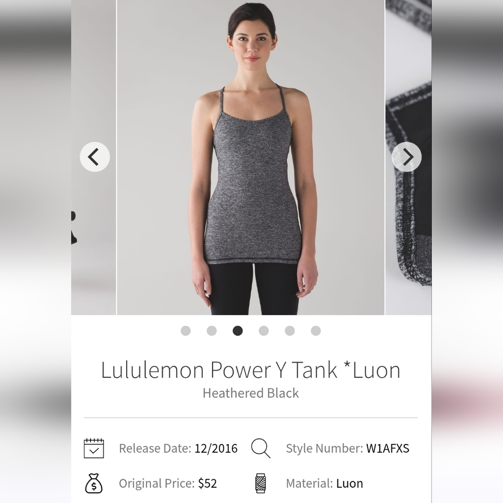 Lululemon Heathered Black Power Y Tank